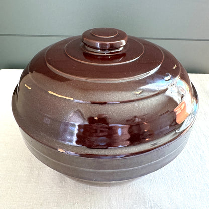 USA Pottery Lidded Dutch Oven Nesting Bowl Set c. 1940s